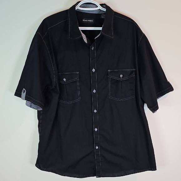 Michael Brandon Black Casual Button-Down Shirt - Picture 1 of 6